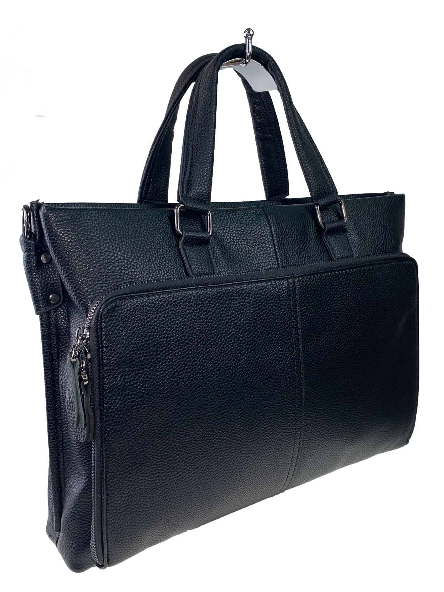 На фото 1 - Кожаный портфель для ноутбука и документов, цвет чёрный