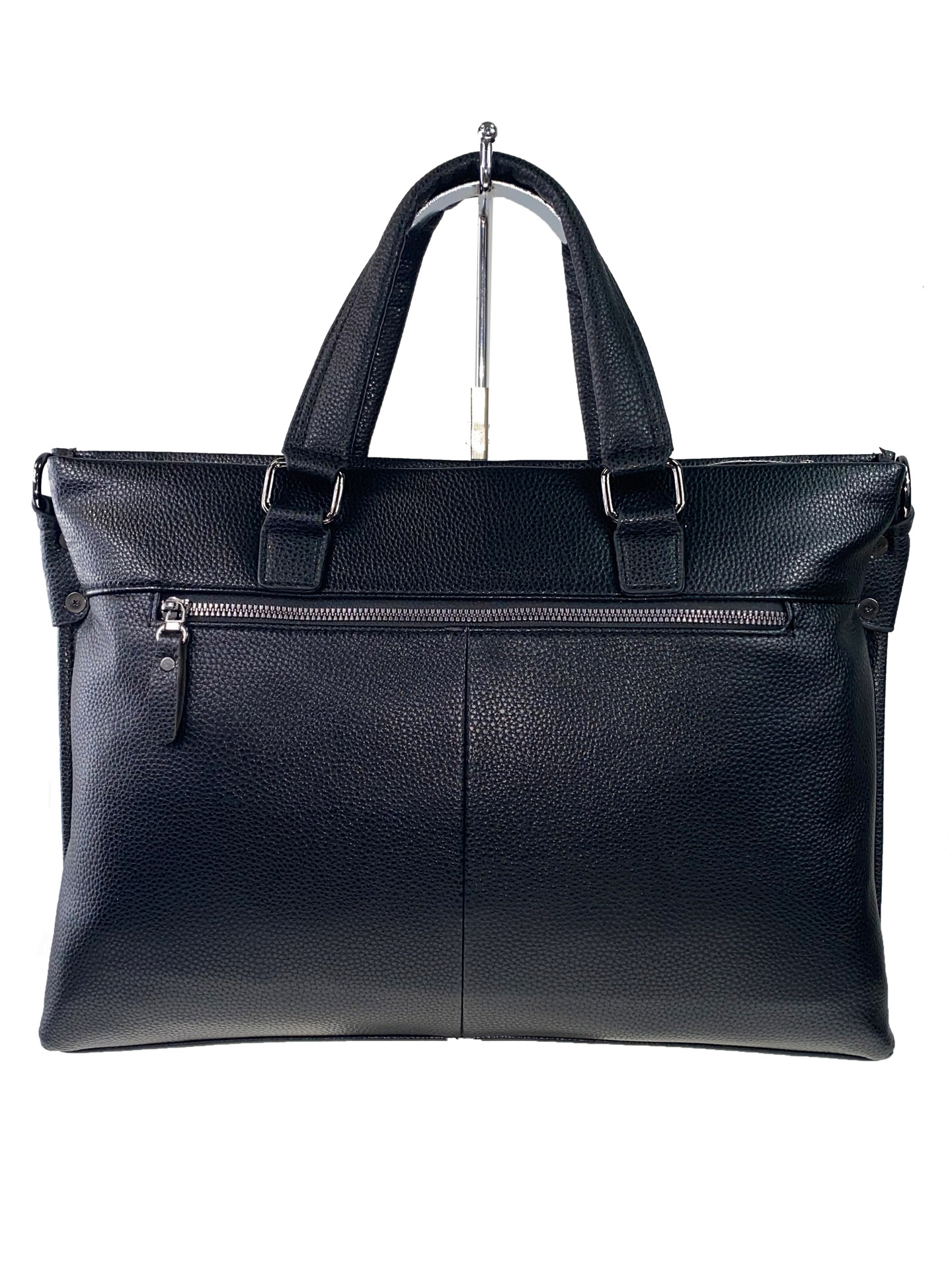 На фото 3 - Кожаный портфель для ноутбука и документов, цвет чёрный