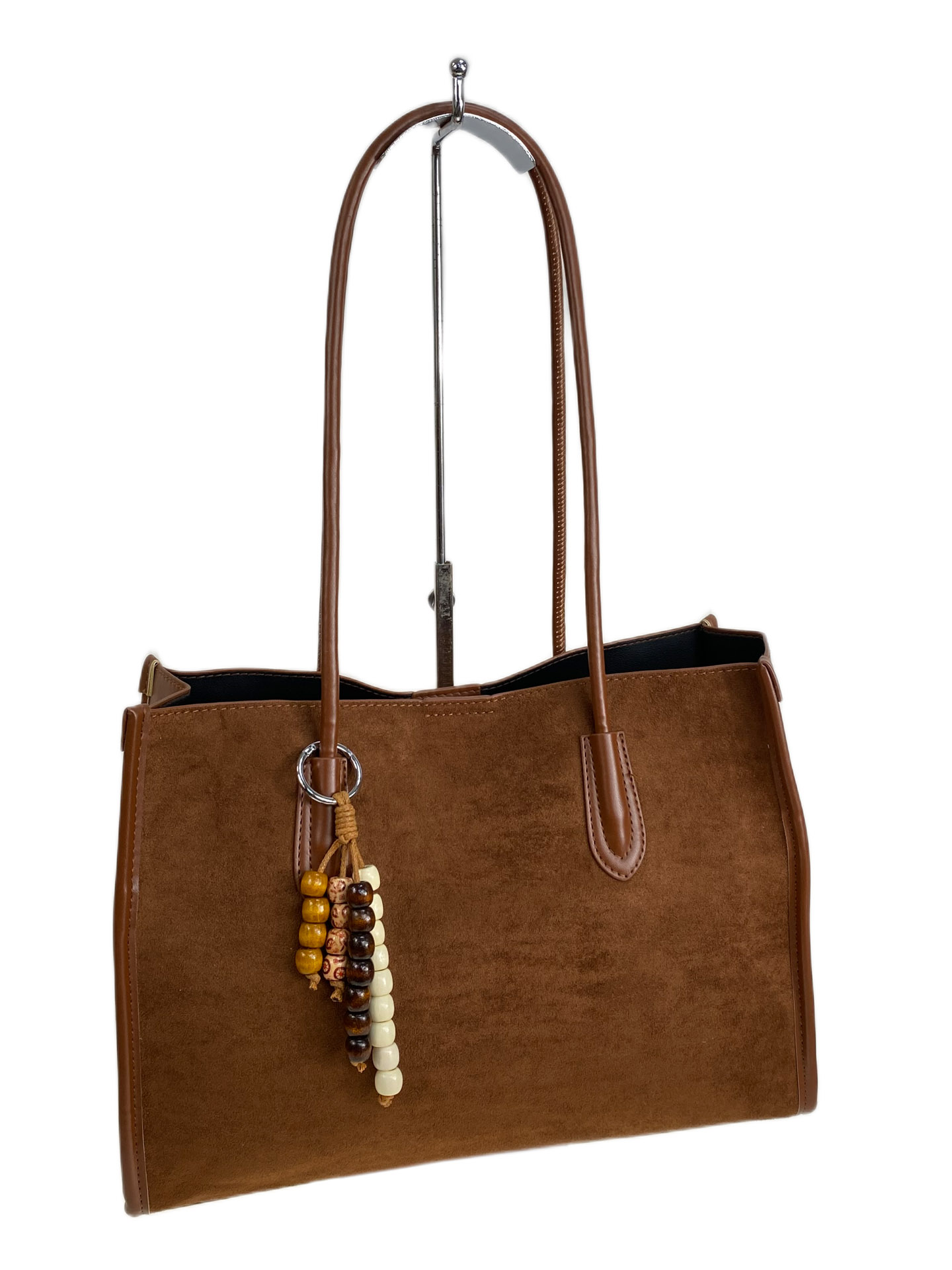 На фото 1 - Женская сумка из искусственной замши, цвет коричнево-рыжий