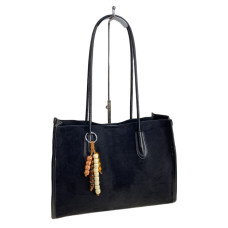 На фото 1 - Женская сумка из искусственной замши, цвет черный