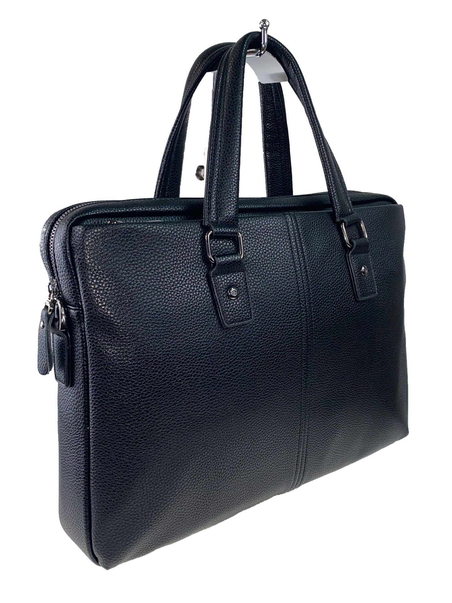 На фото 1 - Деловая сумка-портфель из натуральной кожи, цвет чёрный
