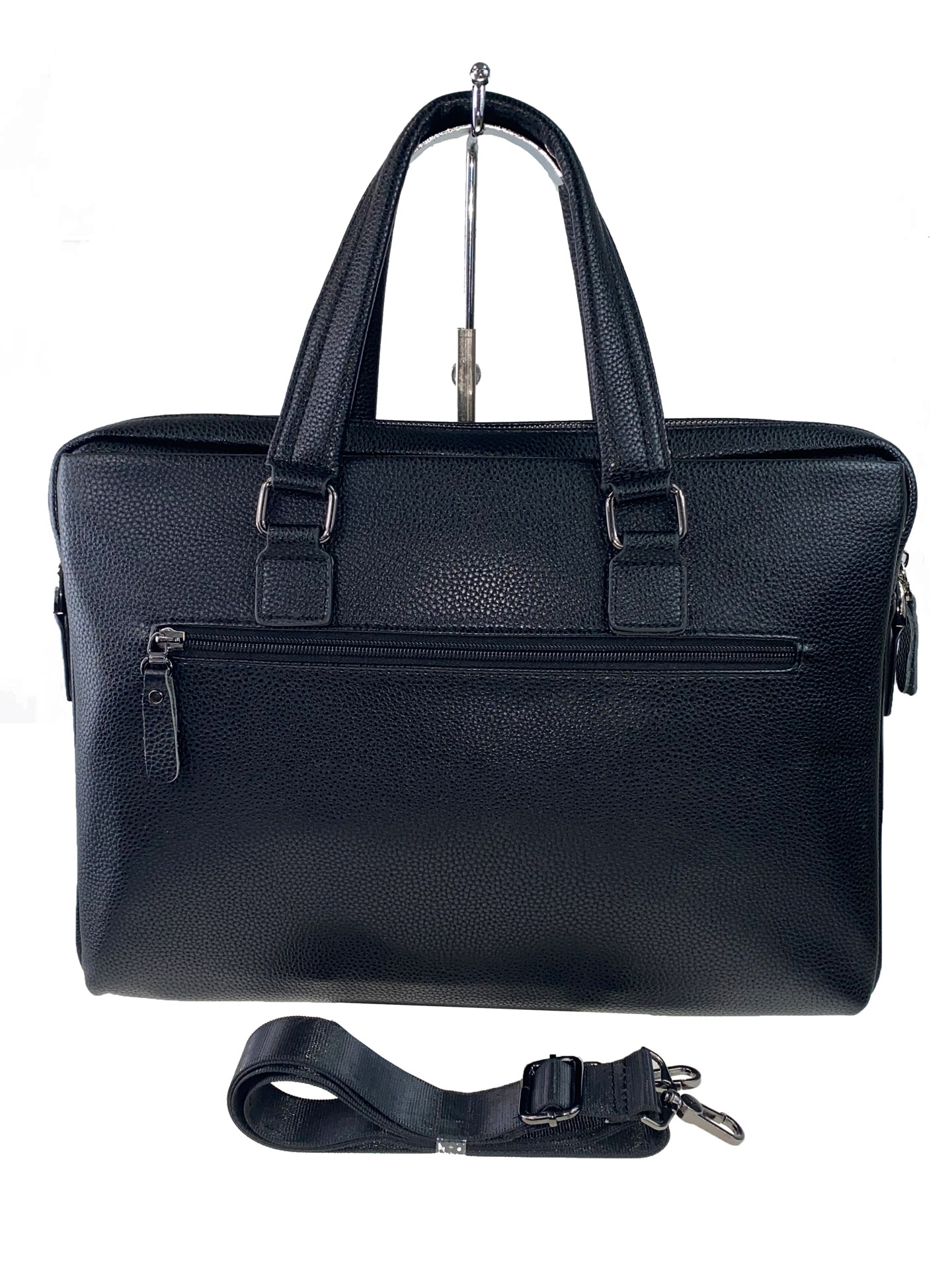 На фото 3 - Деловая сумка-портфель из натуральной кожи, цвет чёрный