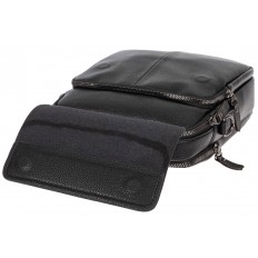 На фото 4 - Мужская сумка-почтальонка из фактурной натуральной кожи, цвет чёрный