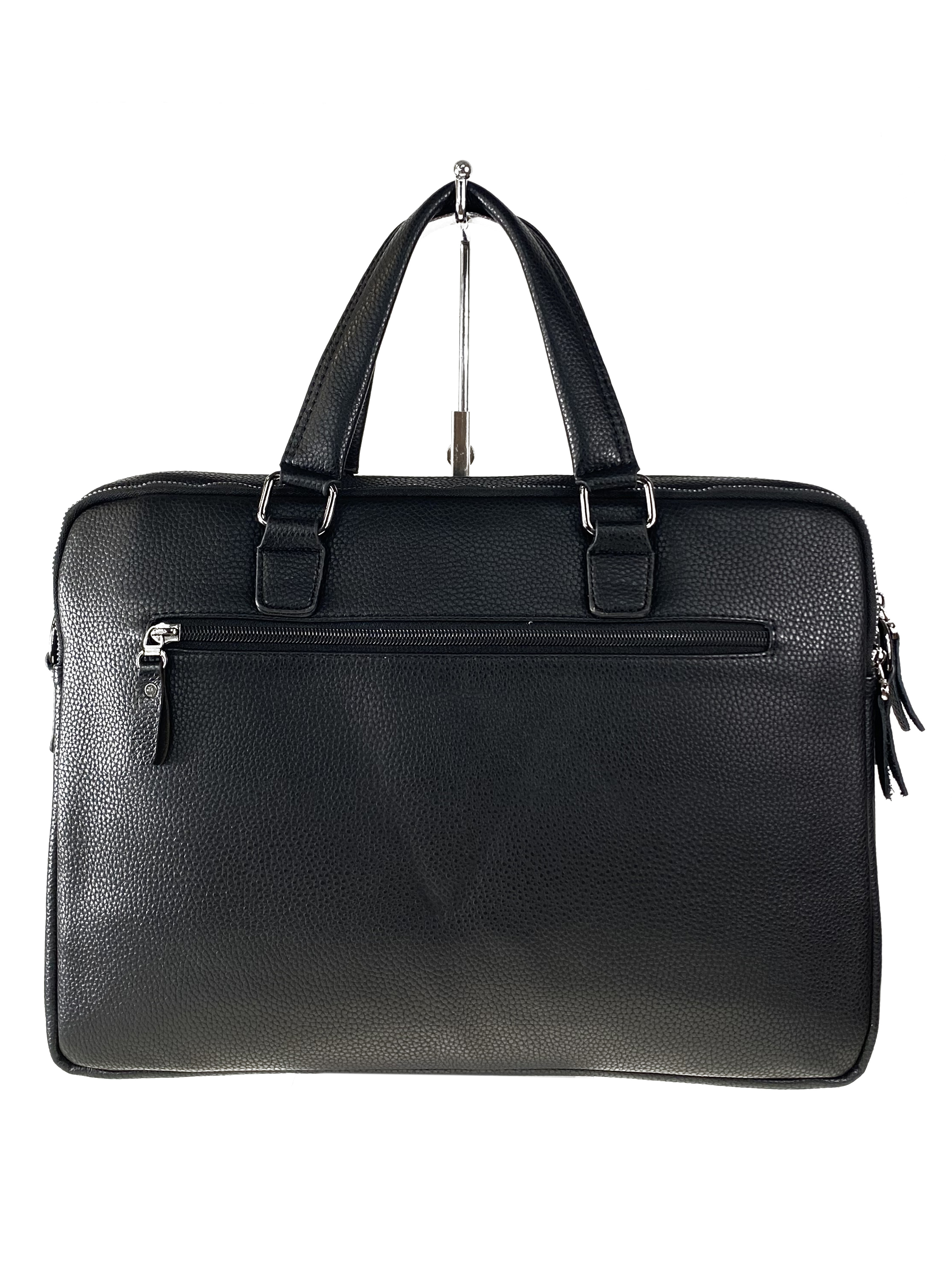 На фото 3 - Кожаный портфель для ноутбука и документов, цвет черный