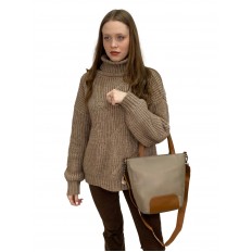 На фото 2 - Женская сумка из натуральной кожи, цвет  бежевый