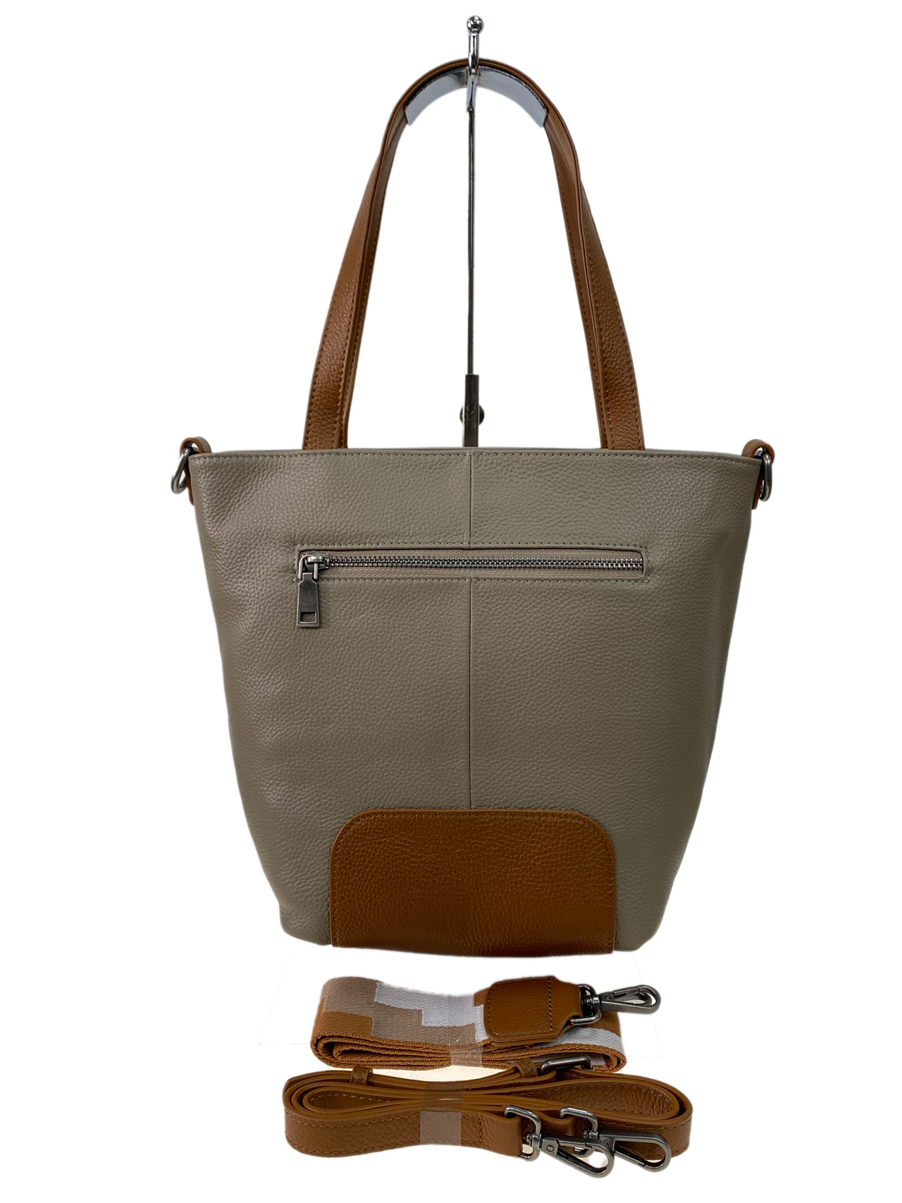 На фото 3 - Женская сумка из натуральной кожи, цвет  бежевый
