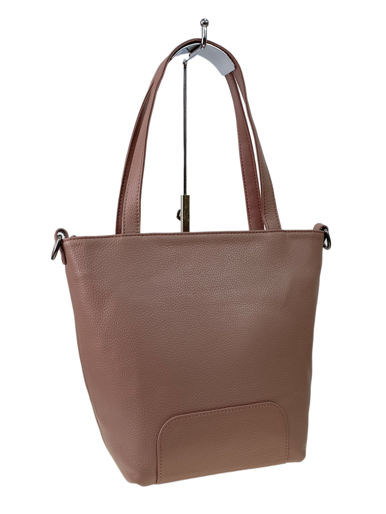 На фото 1 - Женская сумка из натуральной кожи, цвет  пудра