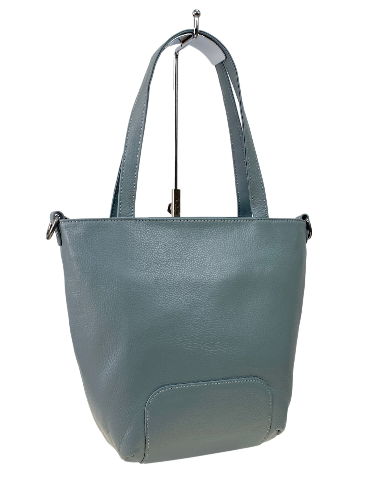 На фото 1 - Женская сумка из натуральной кожи, цвет  голубой