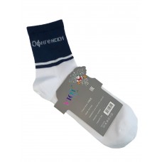 На фото 1 - Молодёжные носки с прикольной надписью, цвет белый с тёмно-синим
