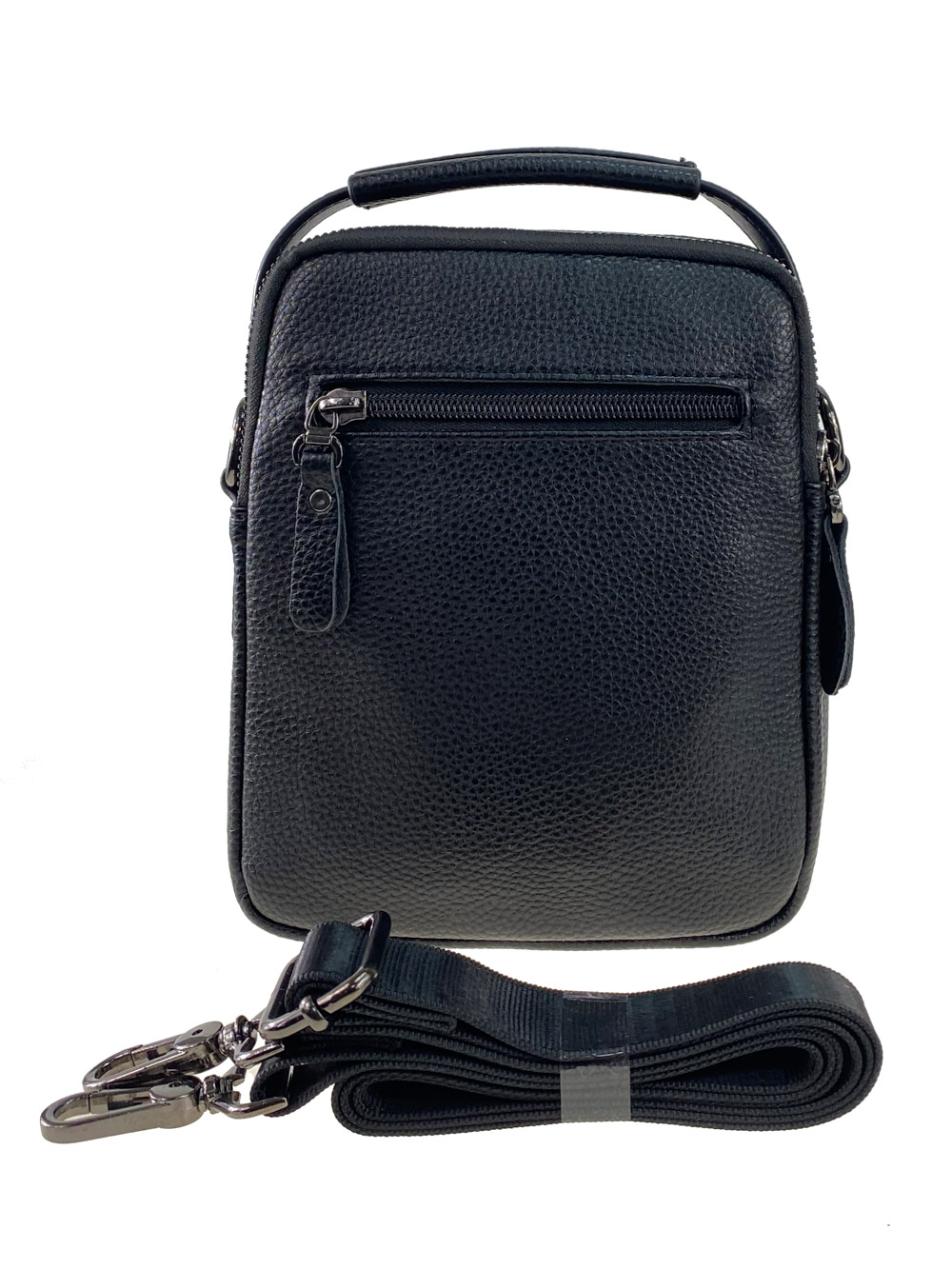 На фото 3 - Мужская маленькая сумка для документов из натуральной кожи, цвет чёрный