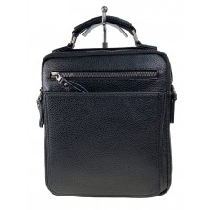 На фото 2 - Деловая мужская сумка из фактурной натуральной кожи, цвет чёрный