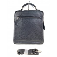 На фото 3 - Деловая мужская сумка из фактурной натуральной кожи, цвет чёрный