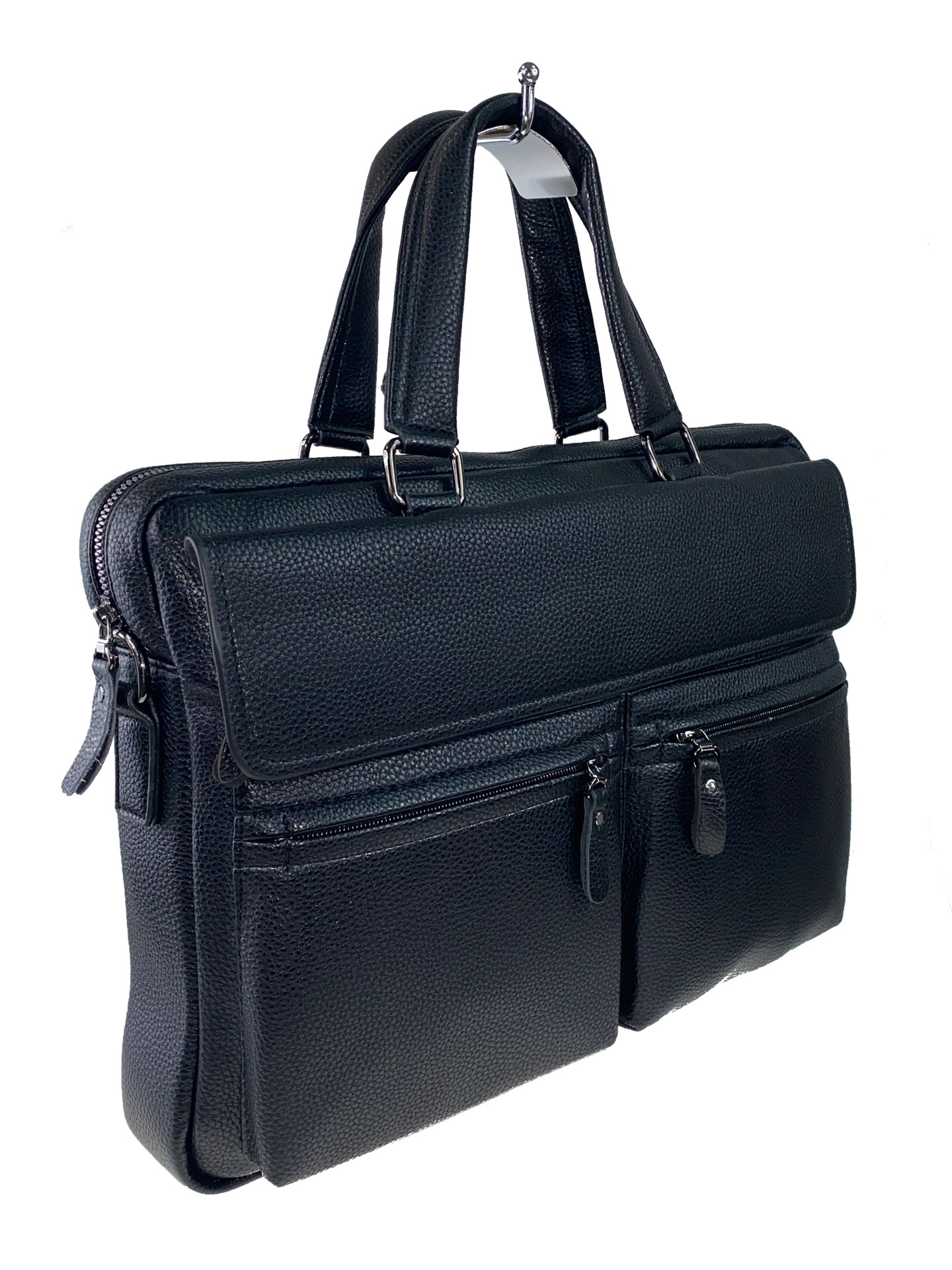 На фото 1 - Мужская сумка-портфель из натуральной кожи, цвет чёрный