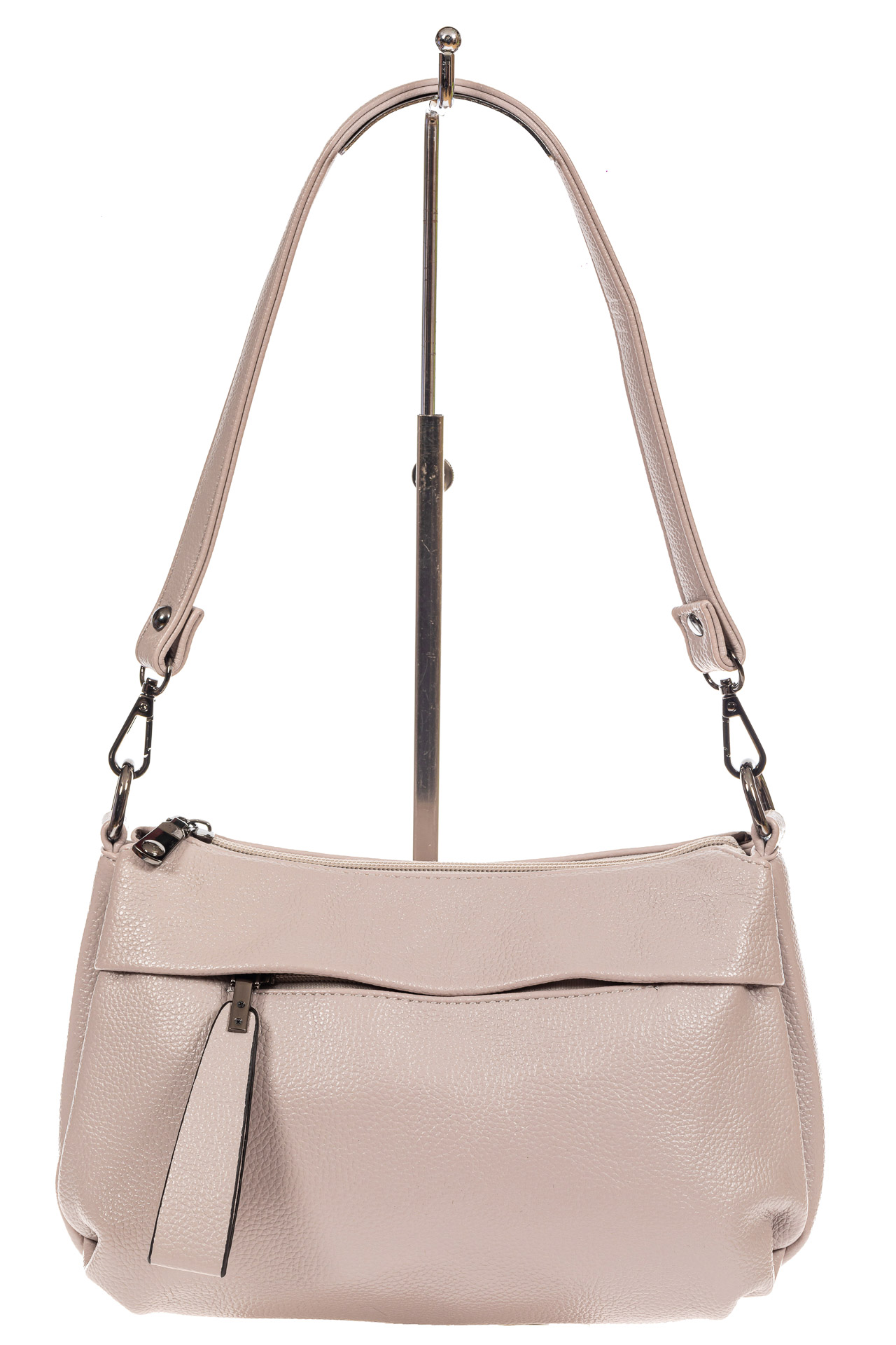 На фото 2 - Женская сумка кросс-боди из искусственной кожи, цвет светло-серый