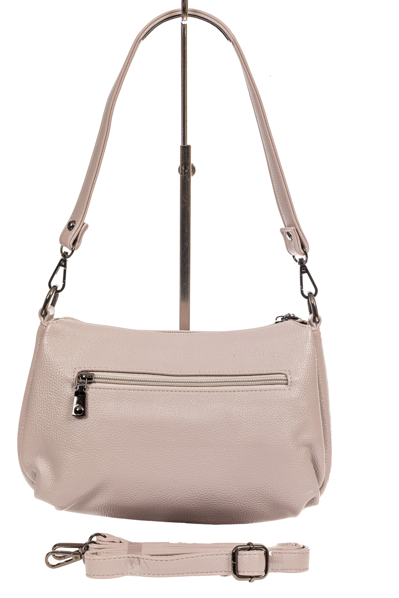 На фото 3 - Женская сумка кросс-боди из искусственной кожи, цвет светло-серый