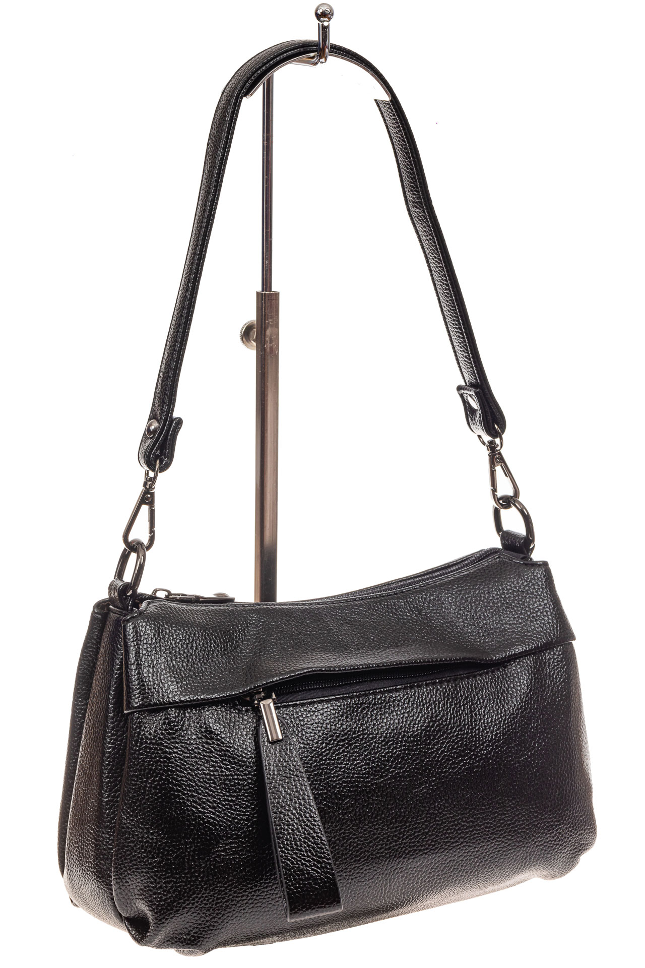 На фото 1 - Удобная женская сумка из искусственной кожи, цвет черный