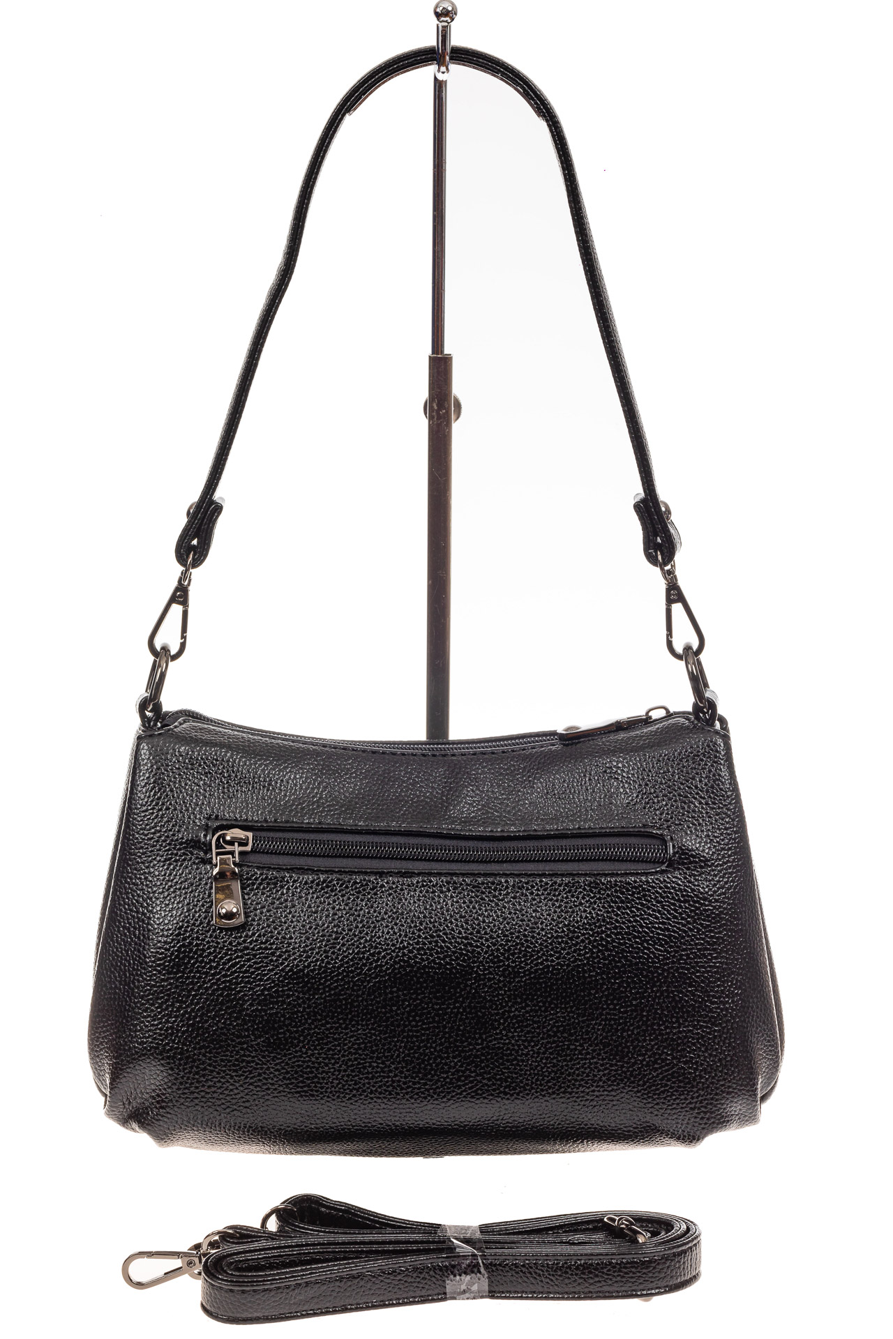 На фото 3 - Удобная женская сумка из искусственной кожи, цвет черный