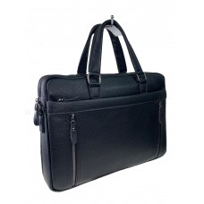 На фото 1 - Кожаная сумка-портфель, цвет чёрный