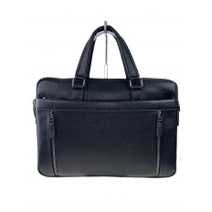 На фото 2 - Кожаная сумка-портфель, цвет чёрный