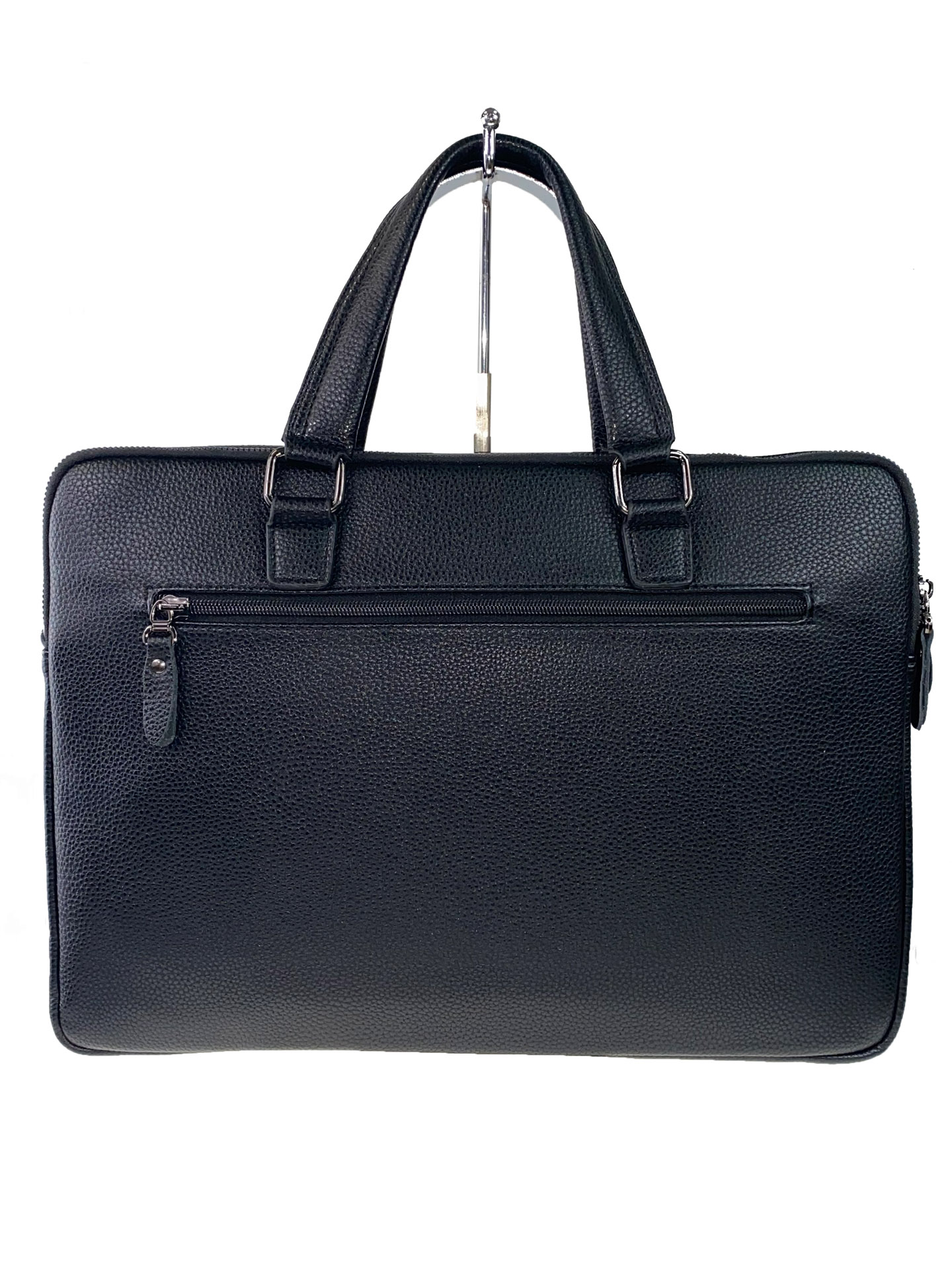 На фото 3 - Кожаная сумка-портфель, цвет чёрный