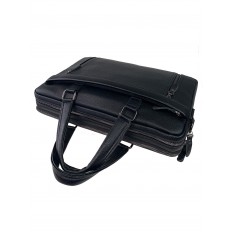На фото 4 - Кожаная сумка-портфель, цвет чёрный