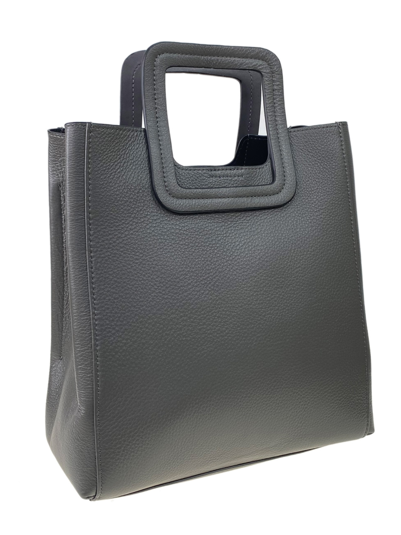 На фото 2 - Женская сумка  из натуральной кожи, цвет серый