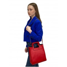 На фото 2 - Женская сумка  из натуральной кожи, цвет красный