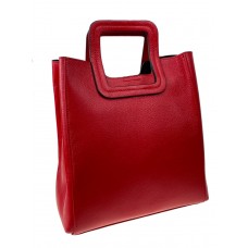 На фото 1 - Женская сумка  из натуральной кожи, цвет красный