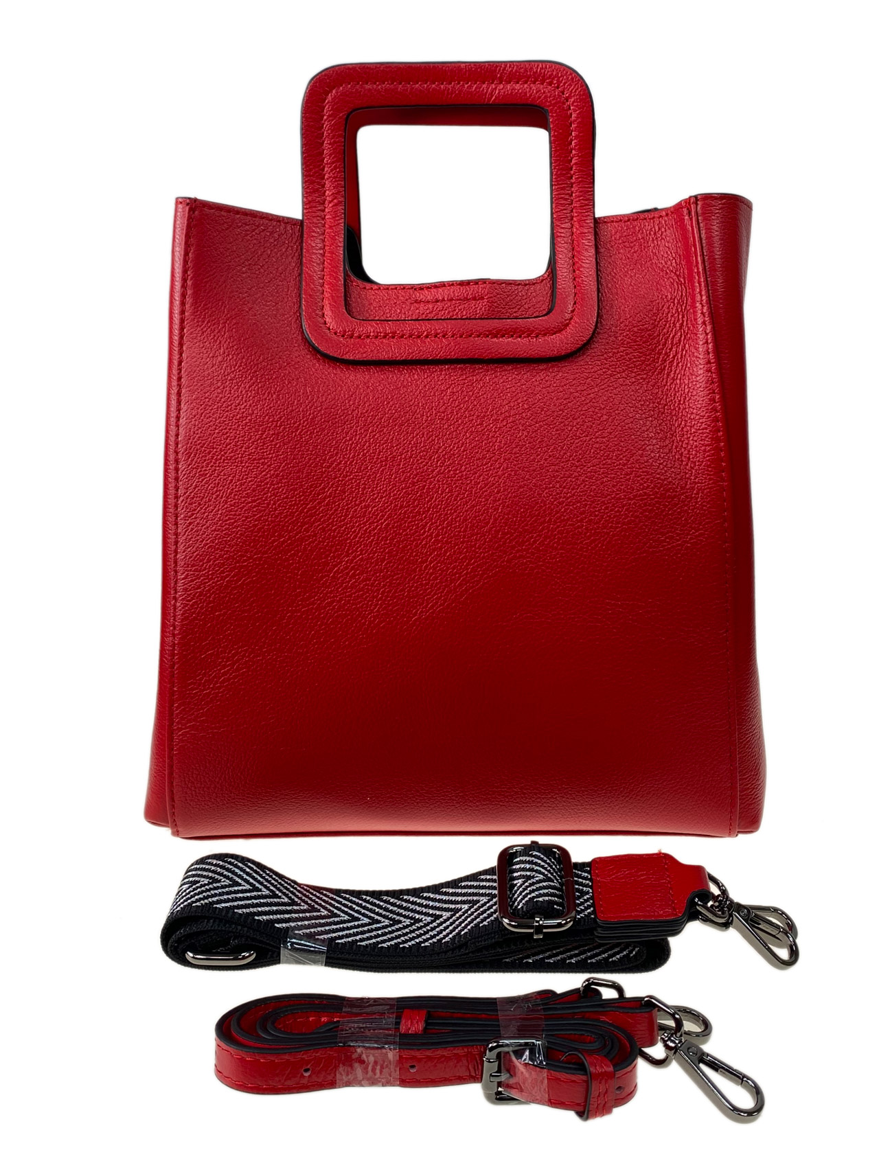 На фото 3 - Женская сумка  из натуральной кожи, цвет красный