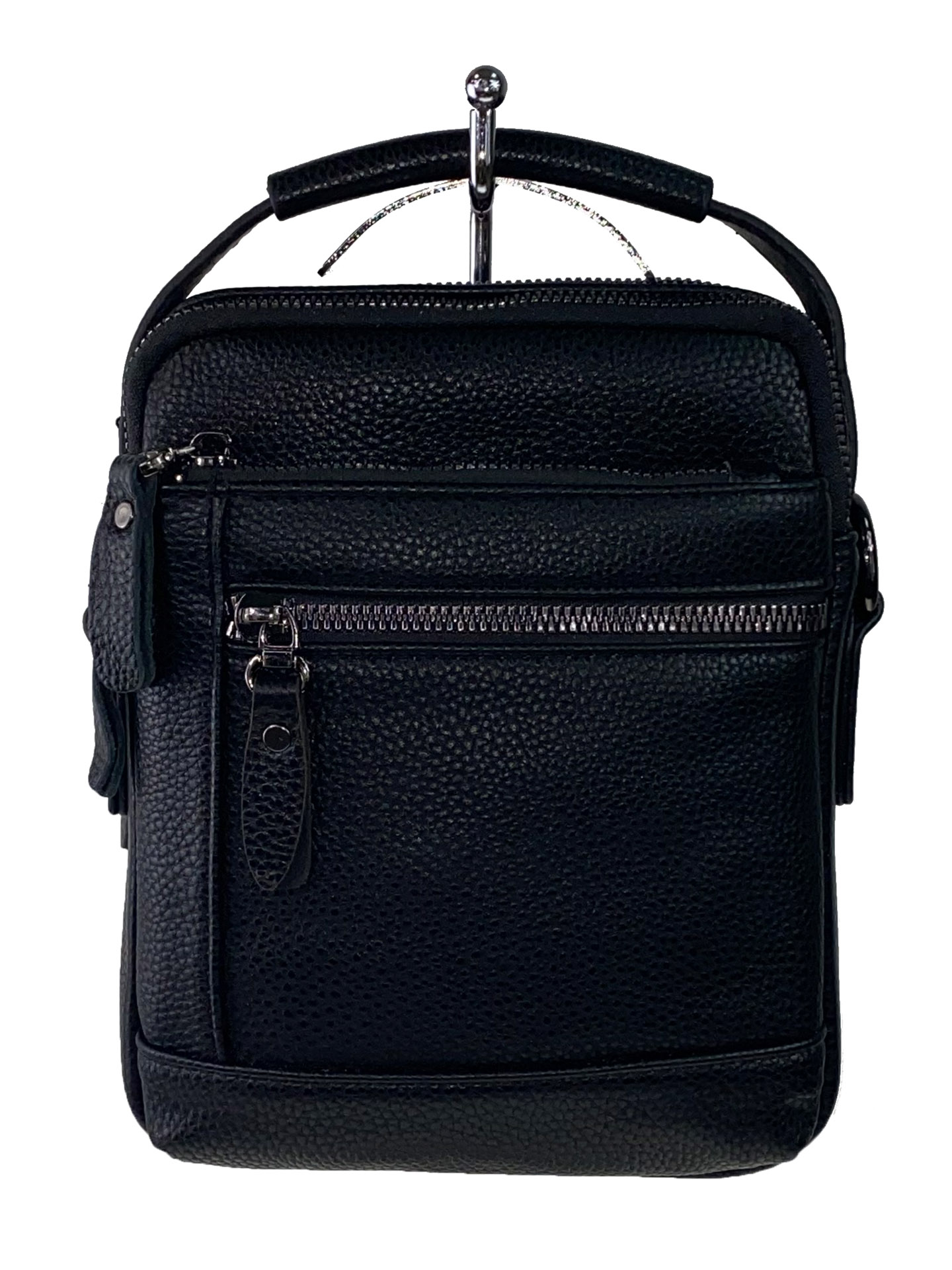 На фото 2 - Маленькая мужская сумка для документов из натуральной кожи, цвет чёрный