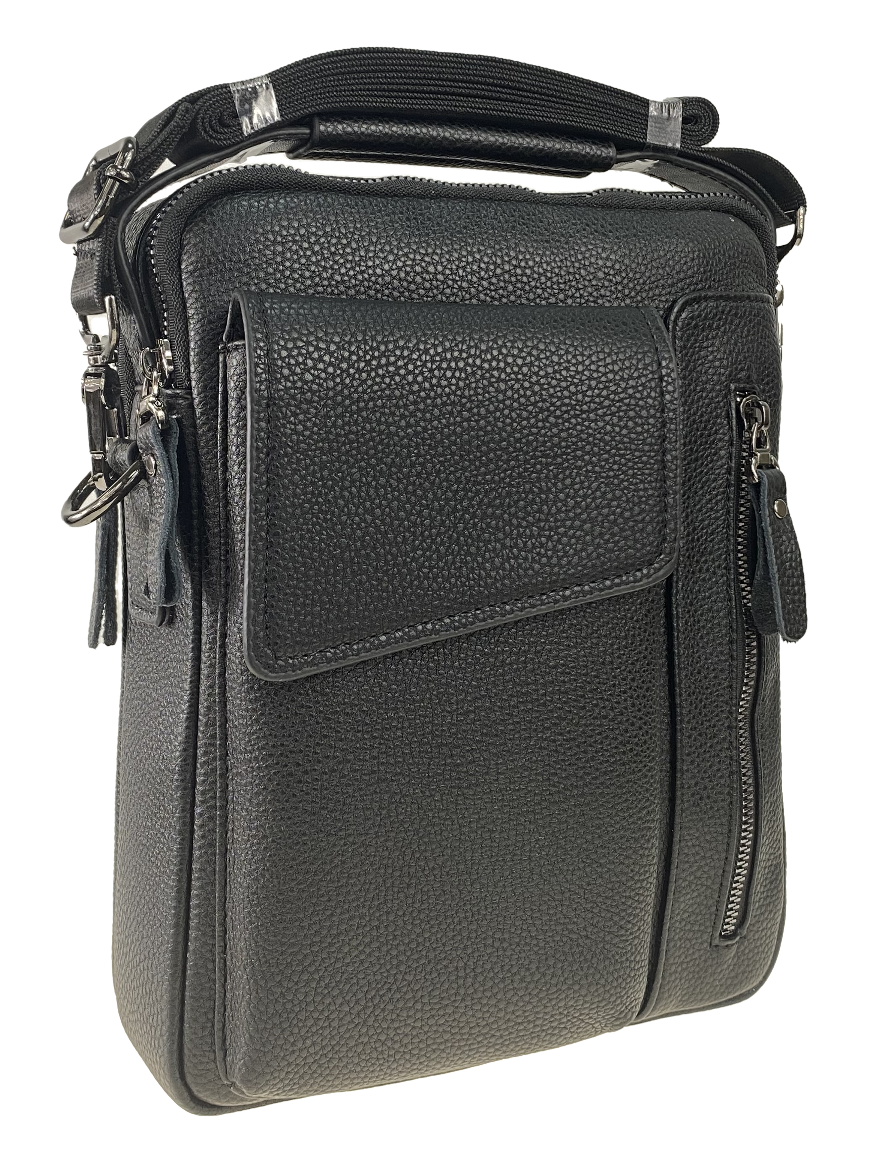 На фото 1 - Мужская сумка слинг из натуральной кожи, цвет чёрный