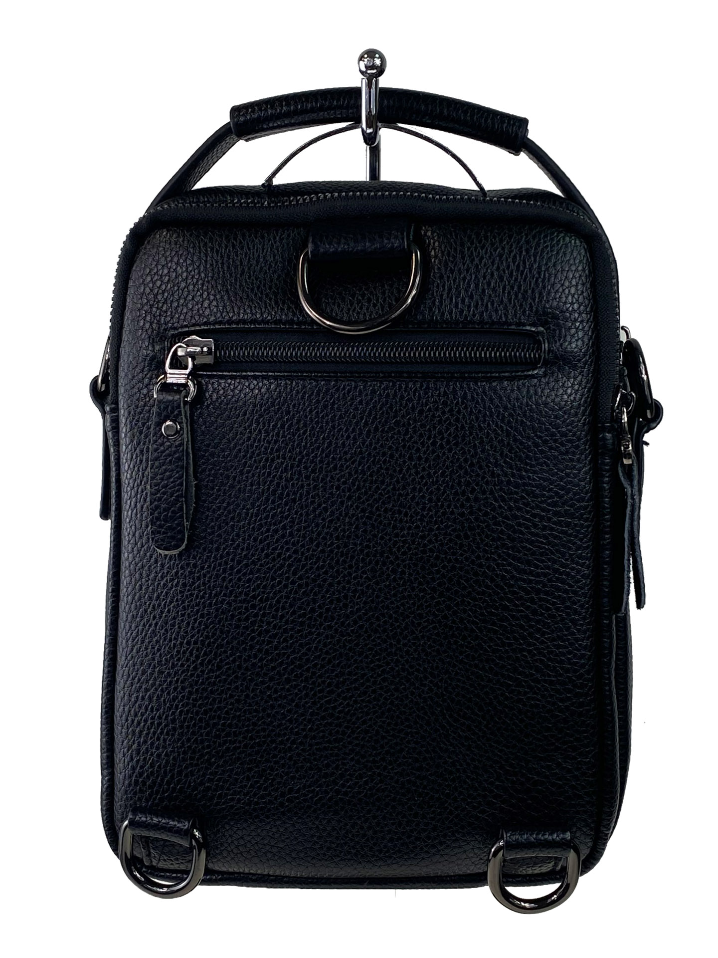 На фото 3 - Кожаная мужская сумка-трансформер, цвет чёрный