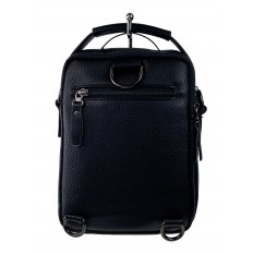 На фото 3 - Кожаная мужская сумка-трансформер, цвет чёрный
