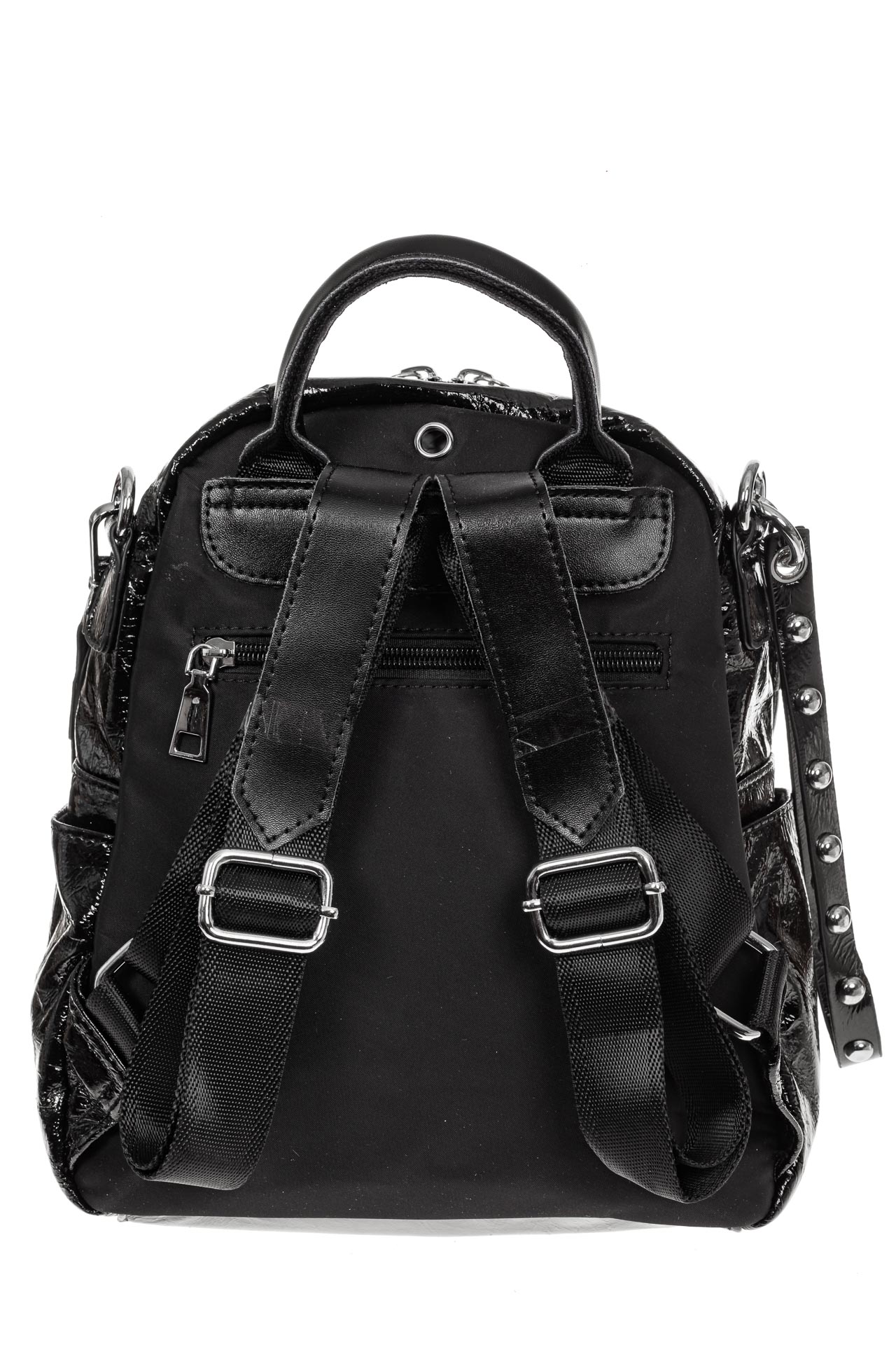На фото 2 - Блестящий молодежный рюкзак, цвет черный