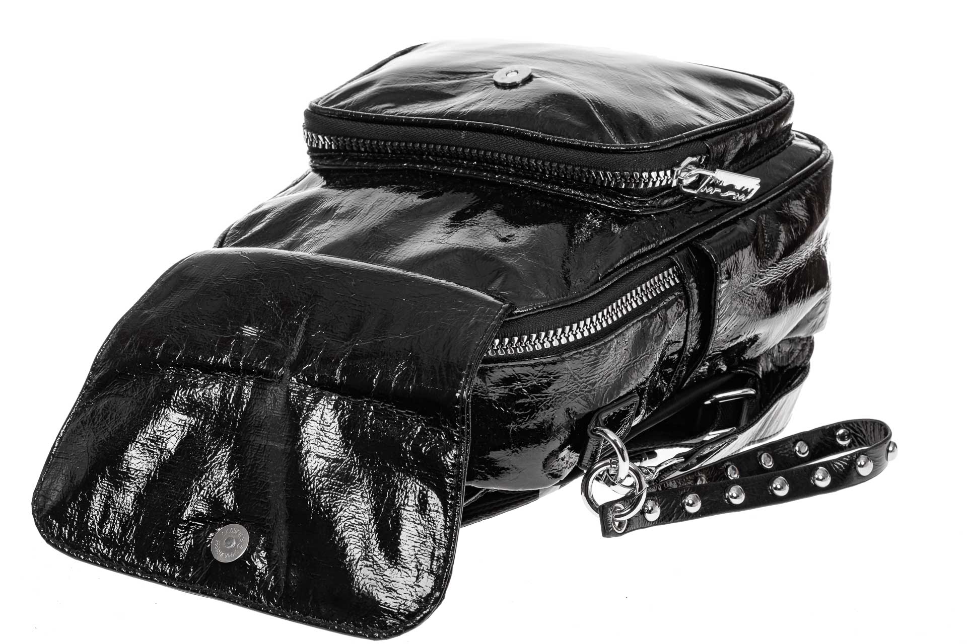 На фото 3 - Блестящий молодежный рюкзак, цвет черный