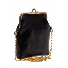 На фото 1 - Женская вечерняя мини-сумочка с фермуаром, цвет черный