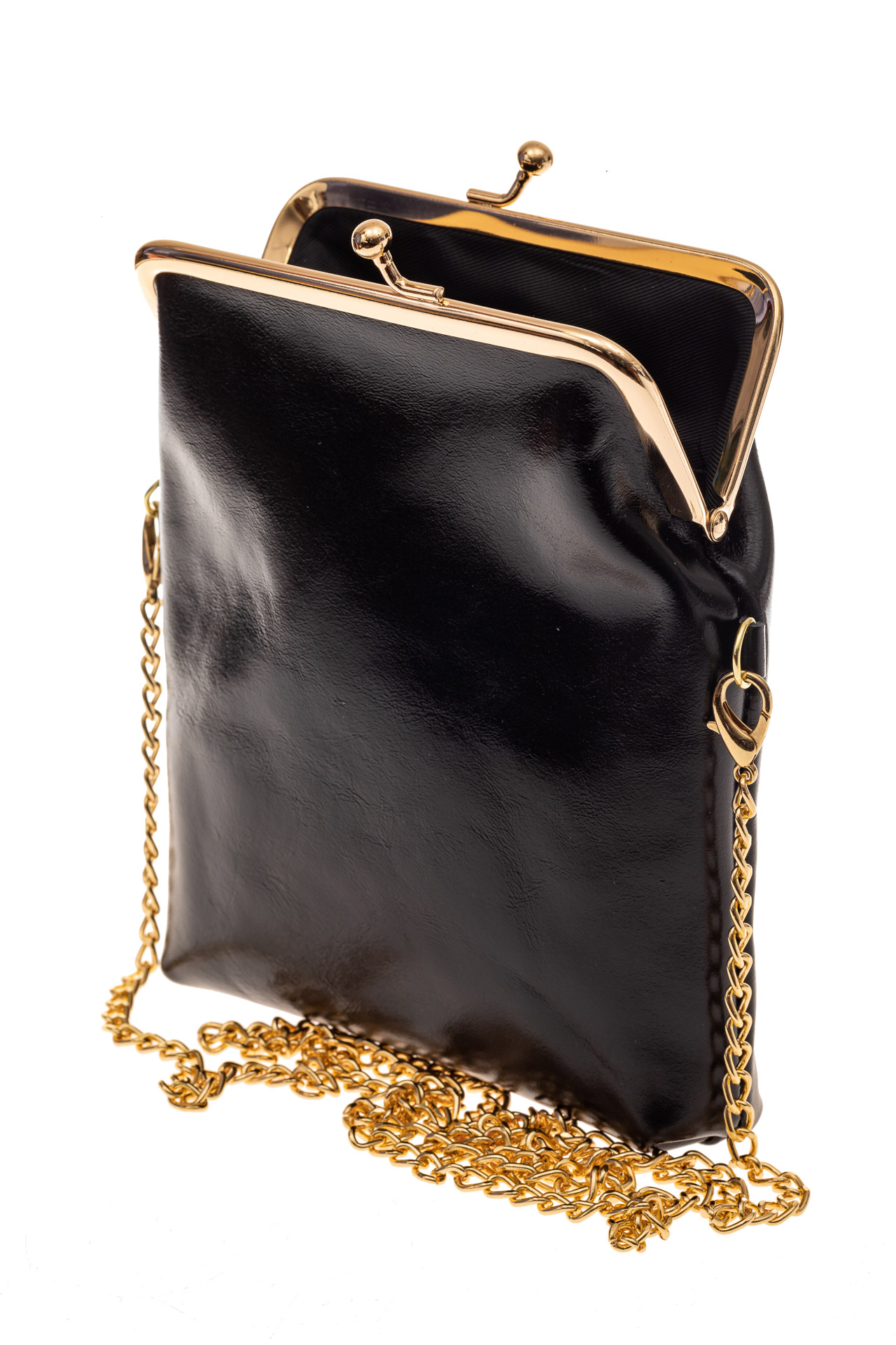 На фото 3 - Женская вечерняя мини-сумочка с фермуаром, цвет черный