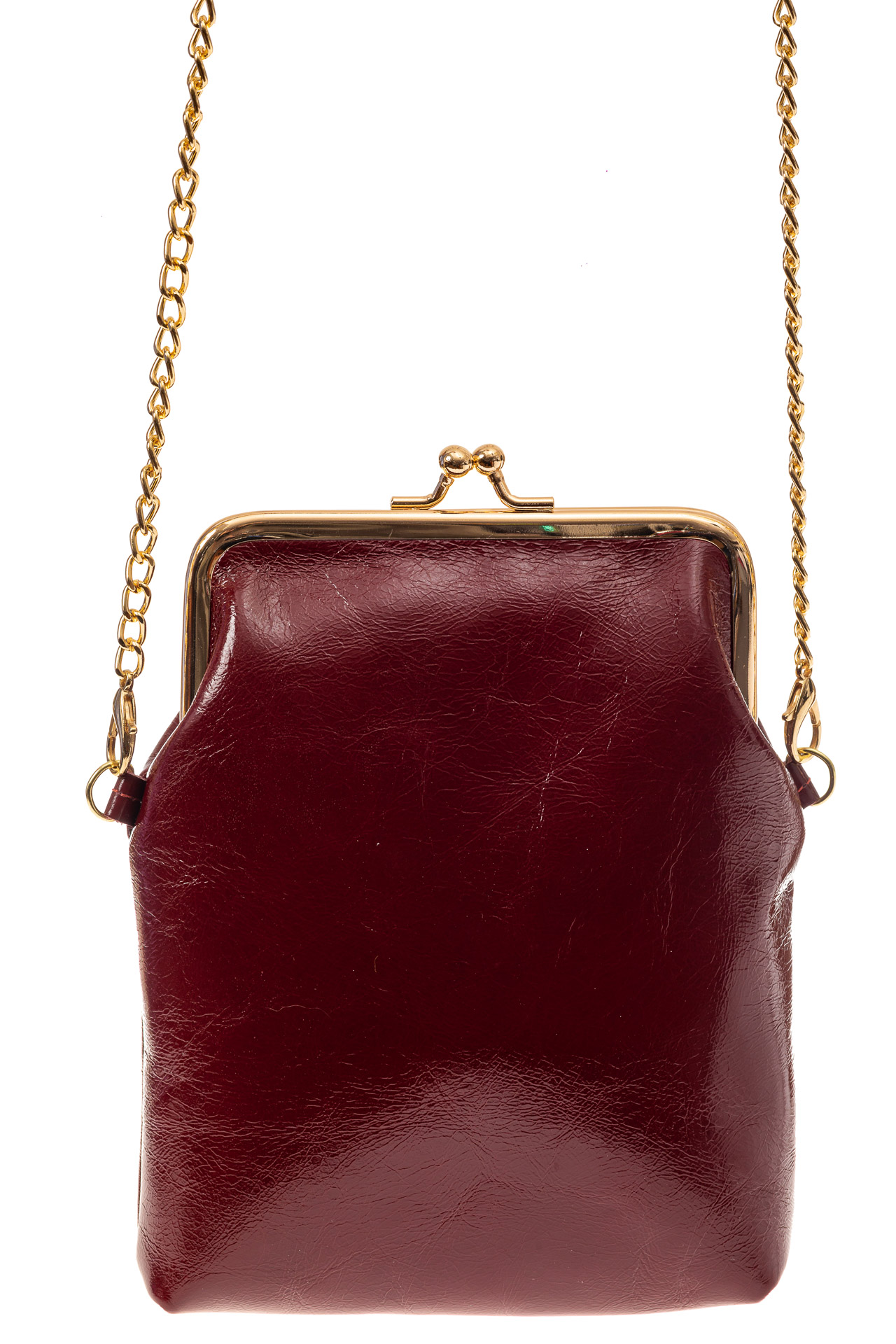 На фото 2 - Женская вечерняя мини-сумочка с фермуаром, цвет бордо