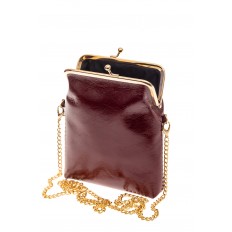 На фото 3 - Женская вечерняя мини-сумочка с фермуаром, цвет бордо