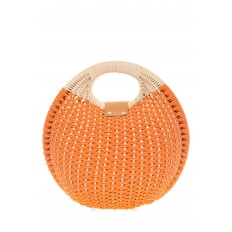 На фото 3 - Женская соломенная сумка-шар оранжевого цвета 