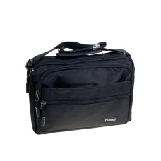 На фото 1 - Сумка мужская через плечо текстильная, цвет черный