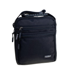 На фото 1 - Сумка мужская через плечо текстильная, цвет черный