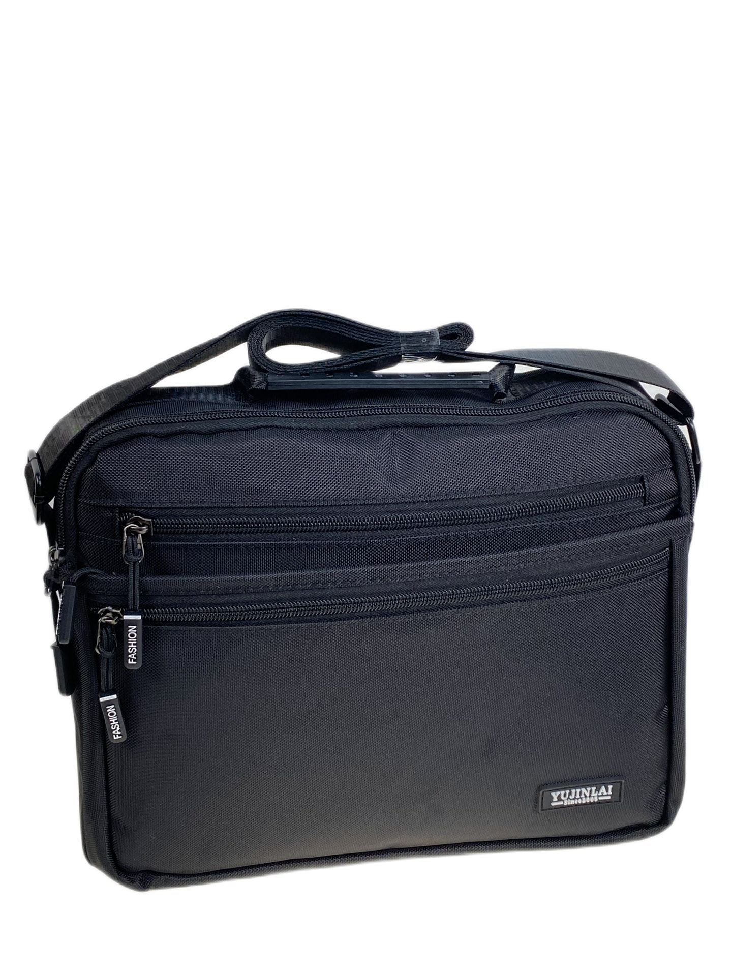 На фото 1 - Сумка мужская через плечо текстильная, цвет черный