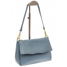 На фото 1 - Женская сумка из натуральной кожи, цвет голубой