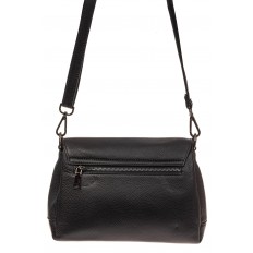 На фото 2 - Женская сумка-трапеция из натуральной кожи, цвет черный