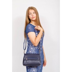 На фото 4 - Женская сумка-трапеция из натуральной кожи, цвет синий