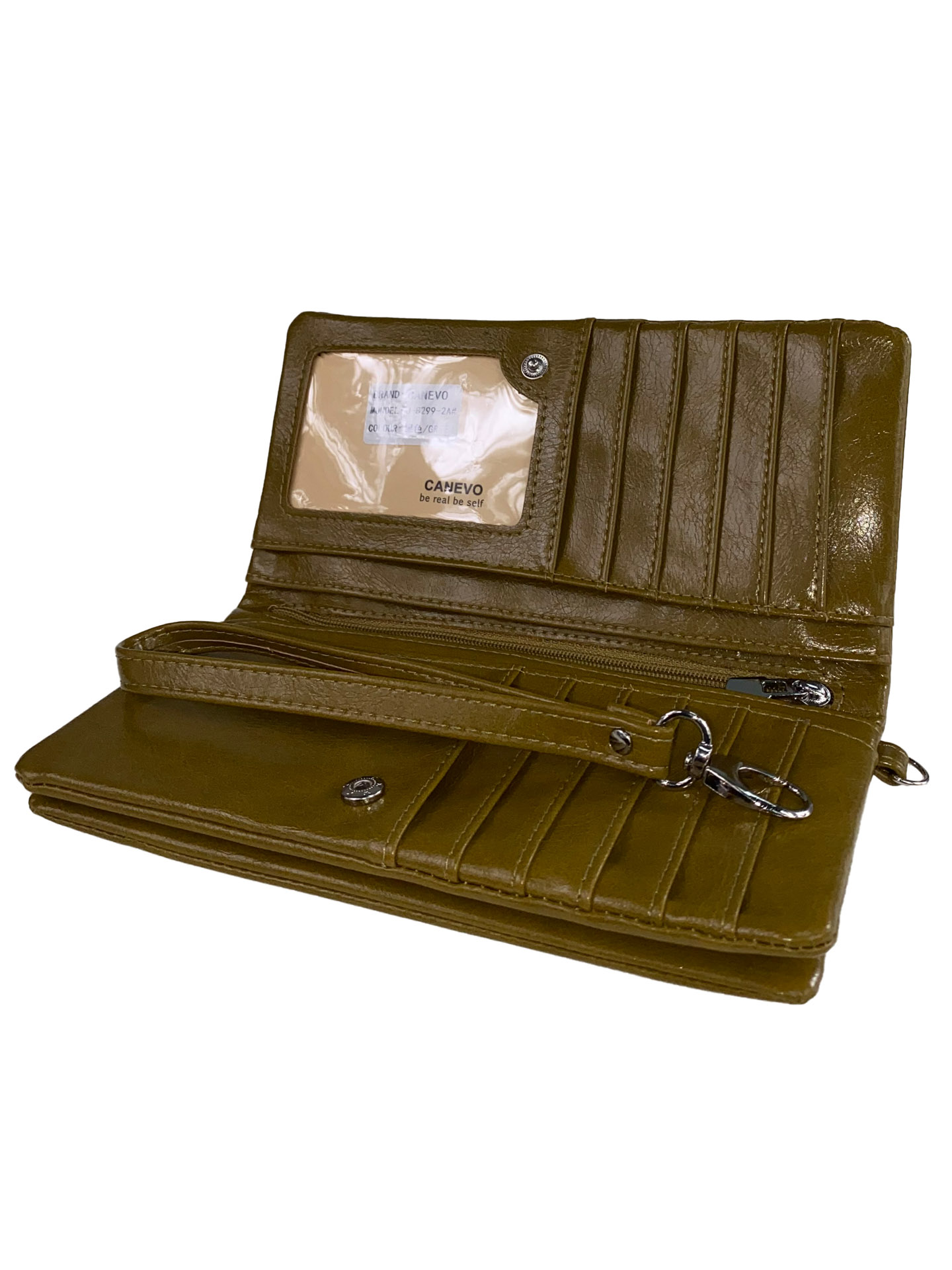 На фото 2 - Маленький кошелёк-клатч из мягкой искусственной кожи, цвет оливковый