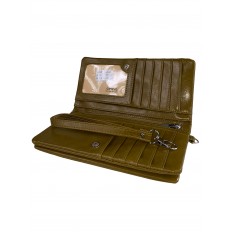 На фото 2 - Маленький кошелёк-клатч из мягкой искусственной кожи, цвет оливковый