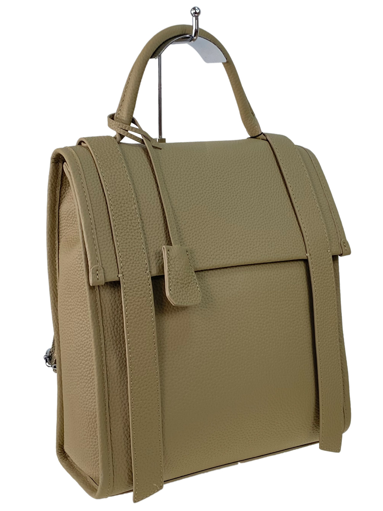 На фото 1 - Женский рюкзак из натуральной кожи, цвет бежевый