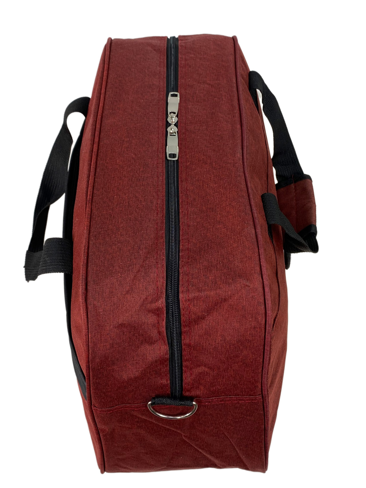 На фото 2 - Дорожная сумка из текстиля, цвет бордовый